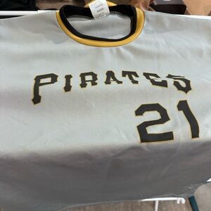 Gray Pittsburgh Pirates Jersey with Black and Gold Accents. Roberto Clemente